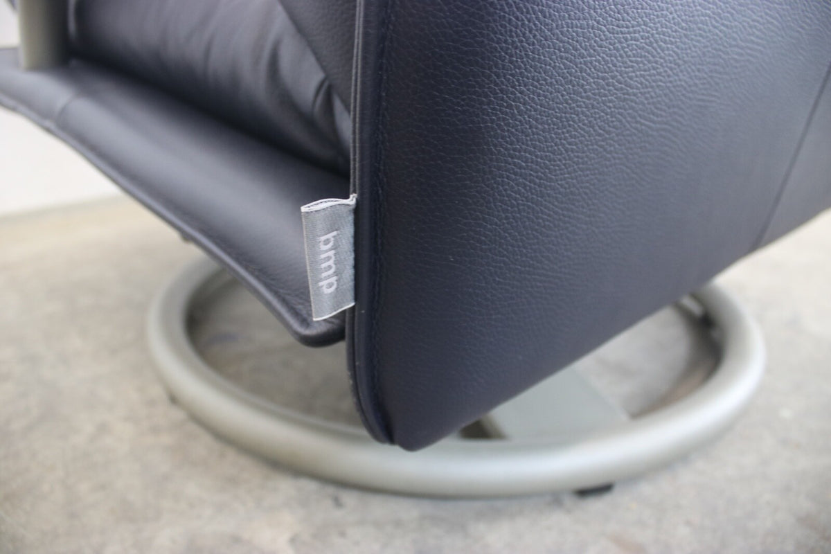 Rolf Benz BMP Sessel mit Hocker Modell 418 Torino Dunkelblau 80er Jahre Design | Rolf Benz - Bild 10