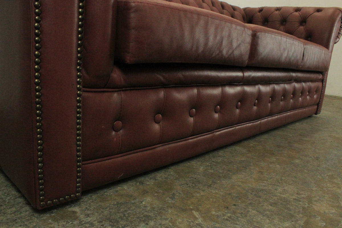 Original Englische Chesterfield Couch Dreisitzer Leder Rot Vintage Clubsofa | Chesterfield - Bild 10