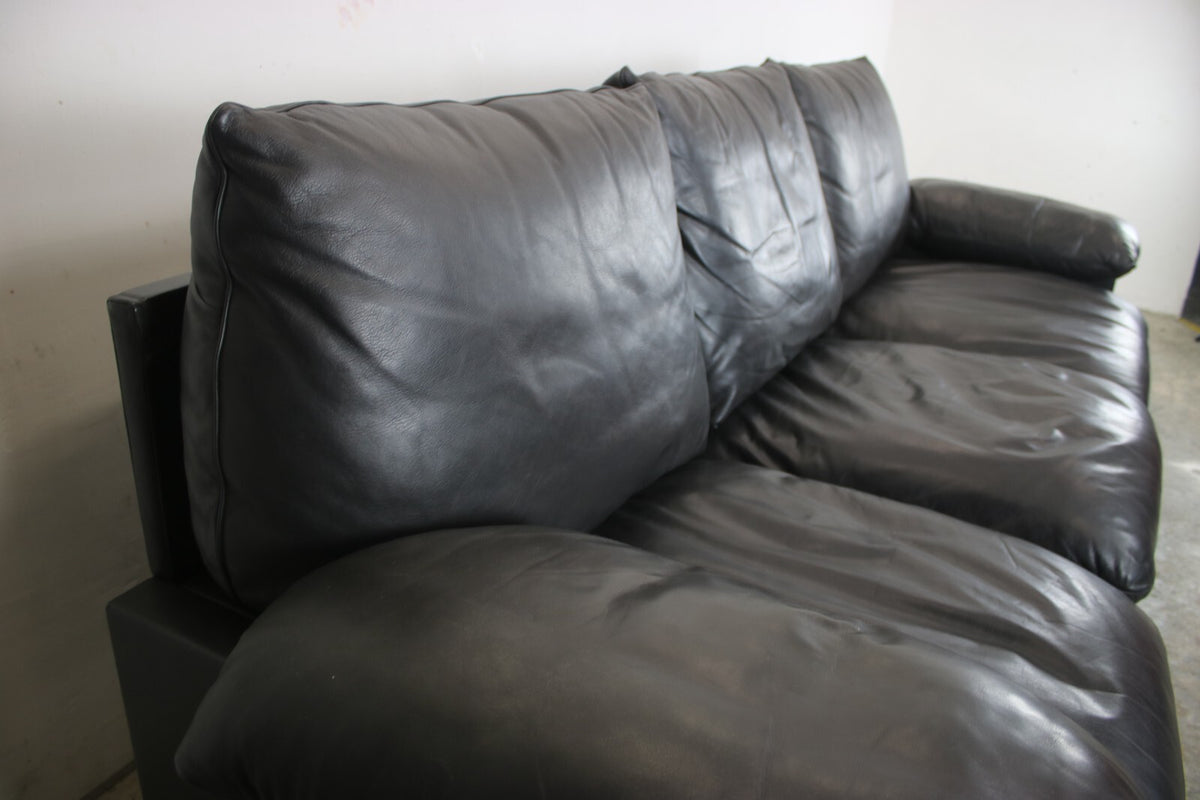 Prächtige Dreisitzer Couch de Sede Daunenkissen Echtleder Schwarz Designer Sofa | De Sede - Bild 10