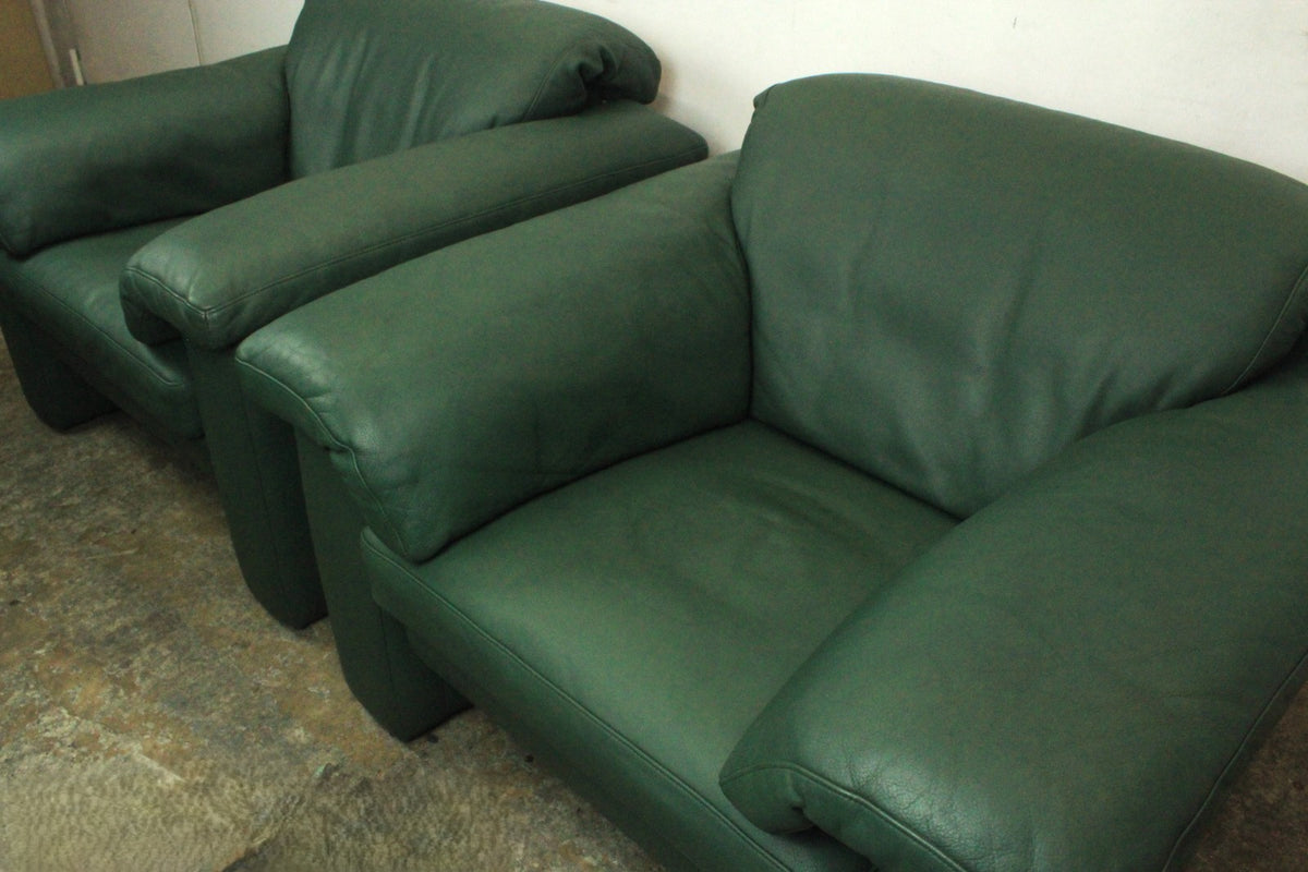 Rolf Benz 4000 Couch Garnitur Dreisitzer Sofa mit 2 Sessel Grün Leder | Rolf Benz - Bild 10