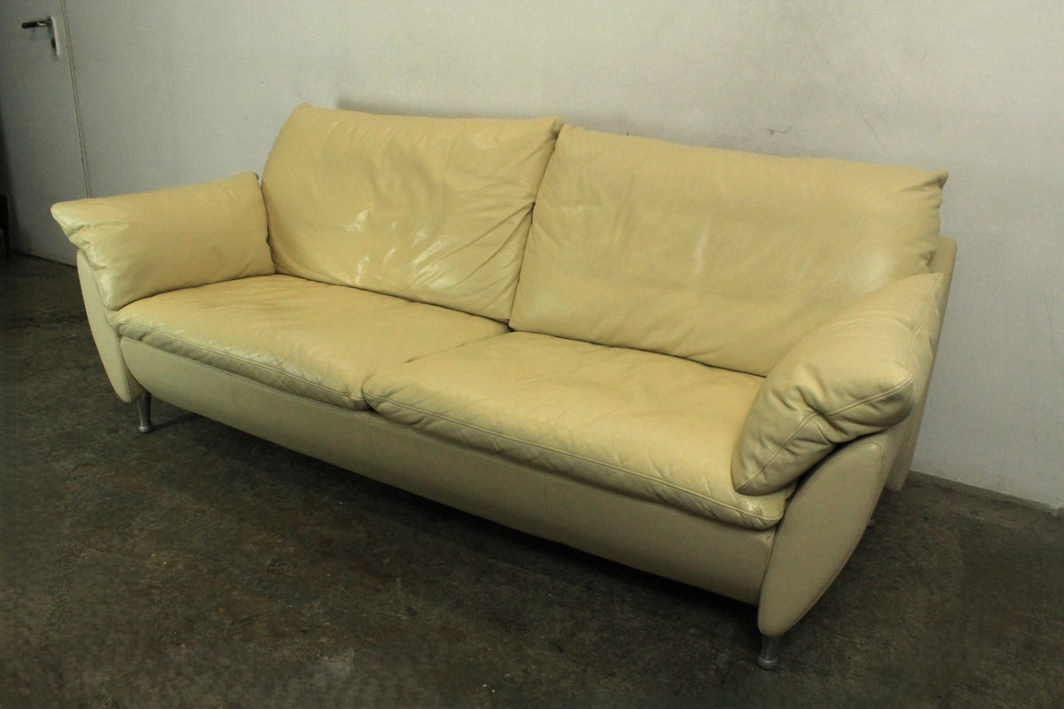 Rolf Benz Sofa Modell 5600 Echtleder Creme Dreisitzer Couch Designer | Rolf Benz - Bild 4
