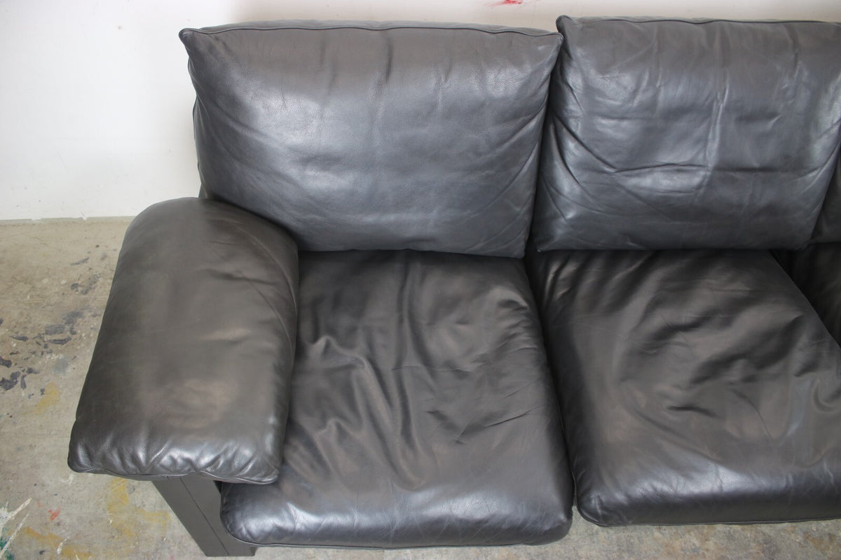 Prächtige Dreisitzer Couch de Sede Daunenkissen Echtleder Schwarz Designer Sofa | De Sede - Bild 7