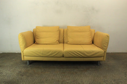 Rolf Benz 510 Couch Dreisitzer Echtleder Gelb Designer Sofa Manuelle Funktion | Rolf Benz - Bild 3