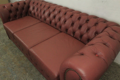 Original Englische Chesterfield Couch Dreisitzer Leder Rot Vintage Clubsofa | Chesterfield - Bild 5