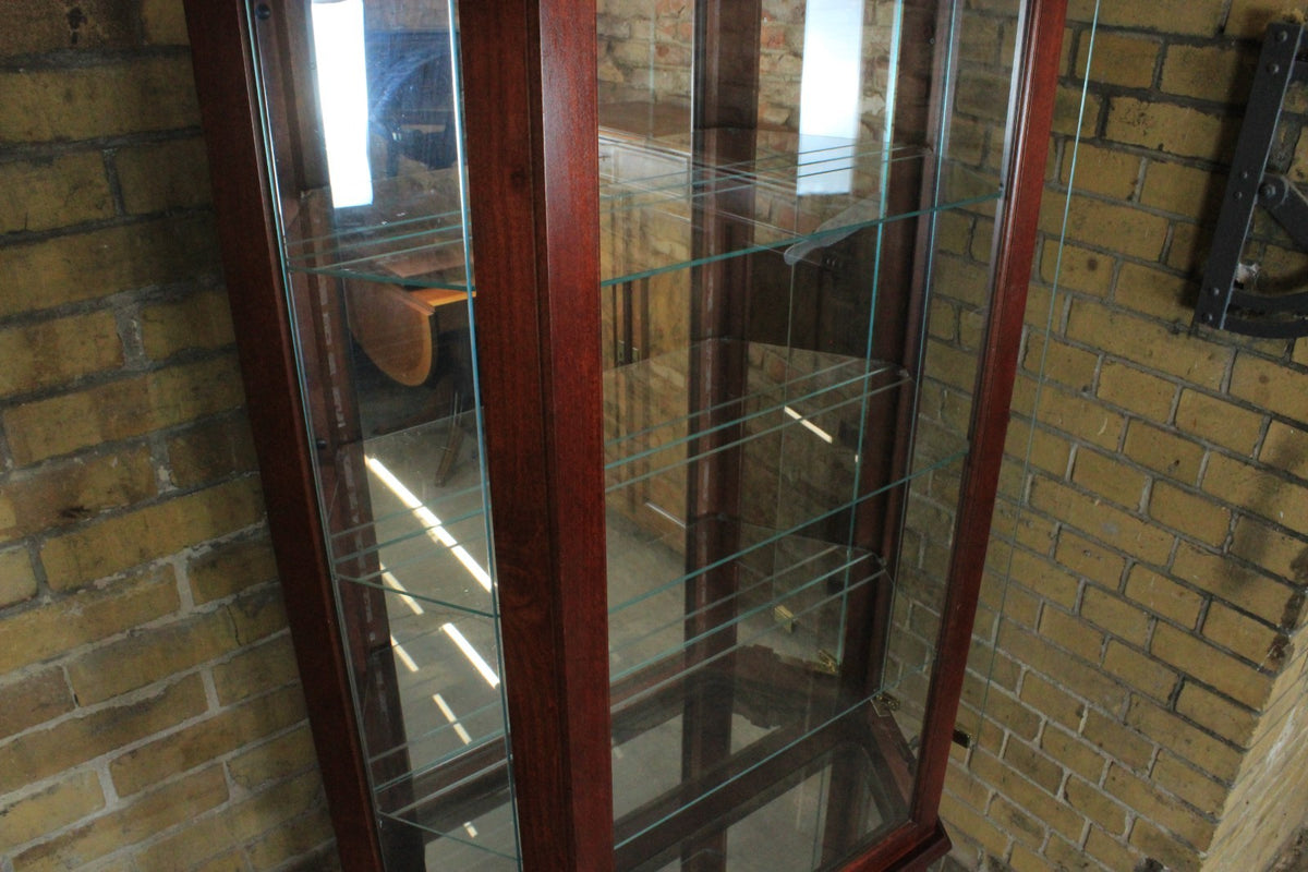 Vintage Mahagoni Vitrine Regal Aufbewahrung mit Spiegel Rundum Glas Made in USA | Made in USA - Bild 7