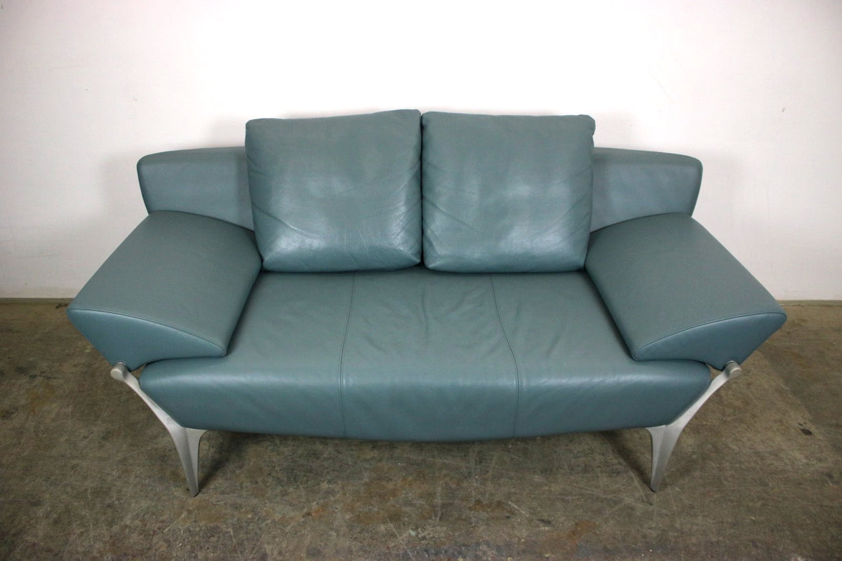 Rolf Benz Modell1600 Couch Echt Leder Graugrün Dreisitzer Funktion Sofa | Rolf Benz - Bild 3