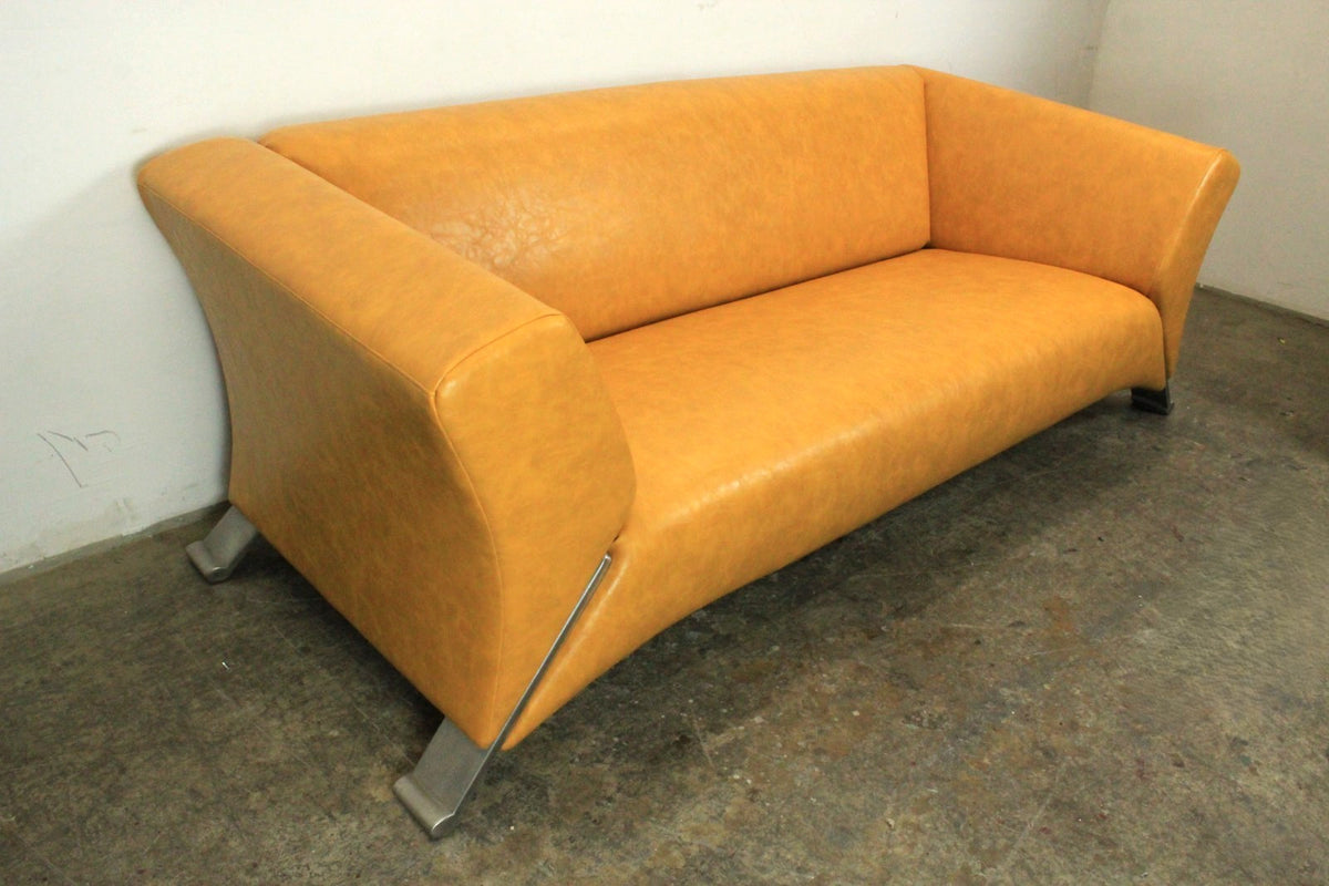 Rolf Benz 322 Clubsofa–Dreisitzer Designer Couch Neu Bezogen Gelb Leder | Rolf Benz - Bild 3