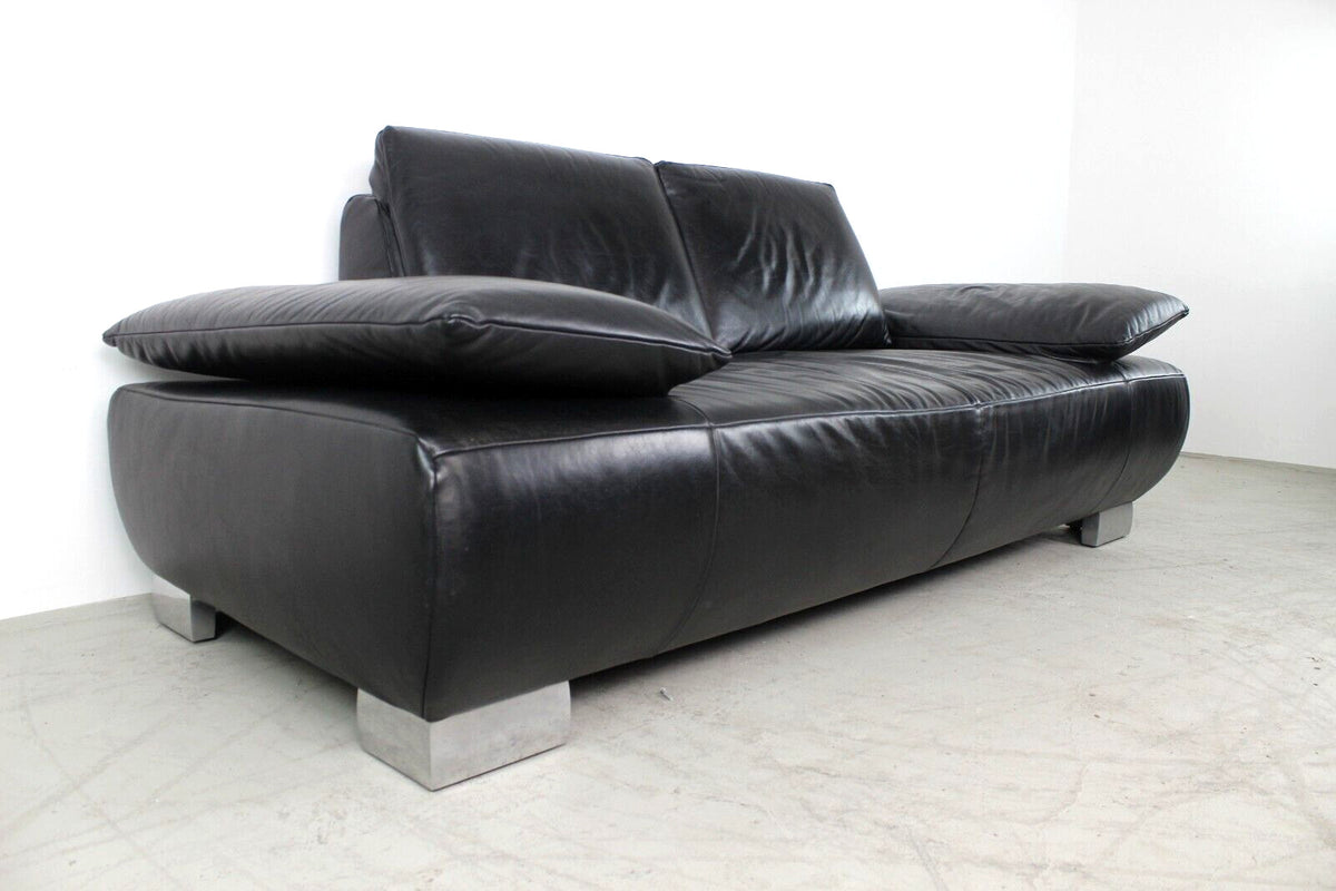 Koinor Echt Leder Couch Zweieinhalbsitzer Sofa Schwarz Relax Funktion Designer | Koinor - Bild 4