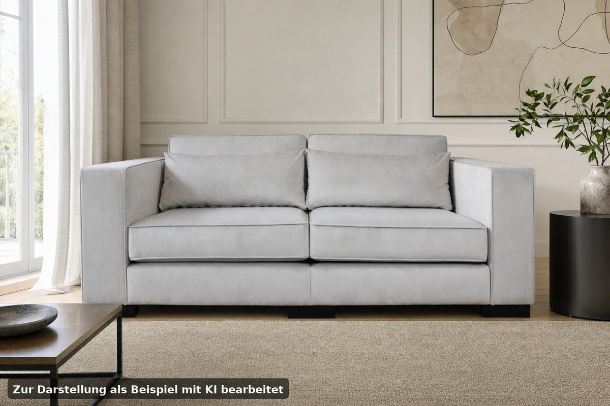 Designer Couch Berlin Handgefertigt Hochwertiges Sofa Creme Stoff Schwere Quali | Handgefertigt - Bild 1