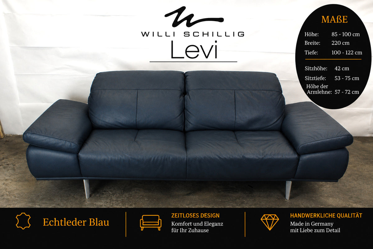 WILLI SCHILLIG LEVI | ELEKTRISCH | 2-SITZER | BLAU LEDER | DESIGNER SOFA | W Schillig - Bild 2