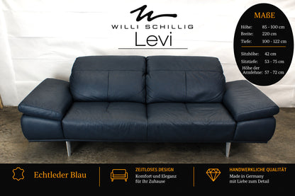 WILLI SCHILLIG LEVI | ELEKTRISCH | 2-SITZER | BLAU LEDER | DESIGNER SOFA | W Schillig - Bild 2