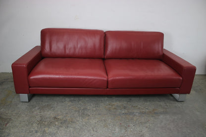 Rolf Benz EGO Designer Couch Auf Kufen Dreisitzer Leder Rot Sofa Mit Armkissen | Rolf Benz - Bild 10