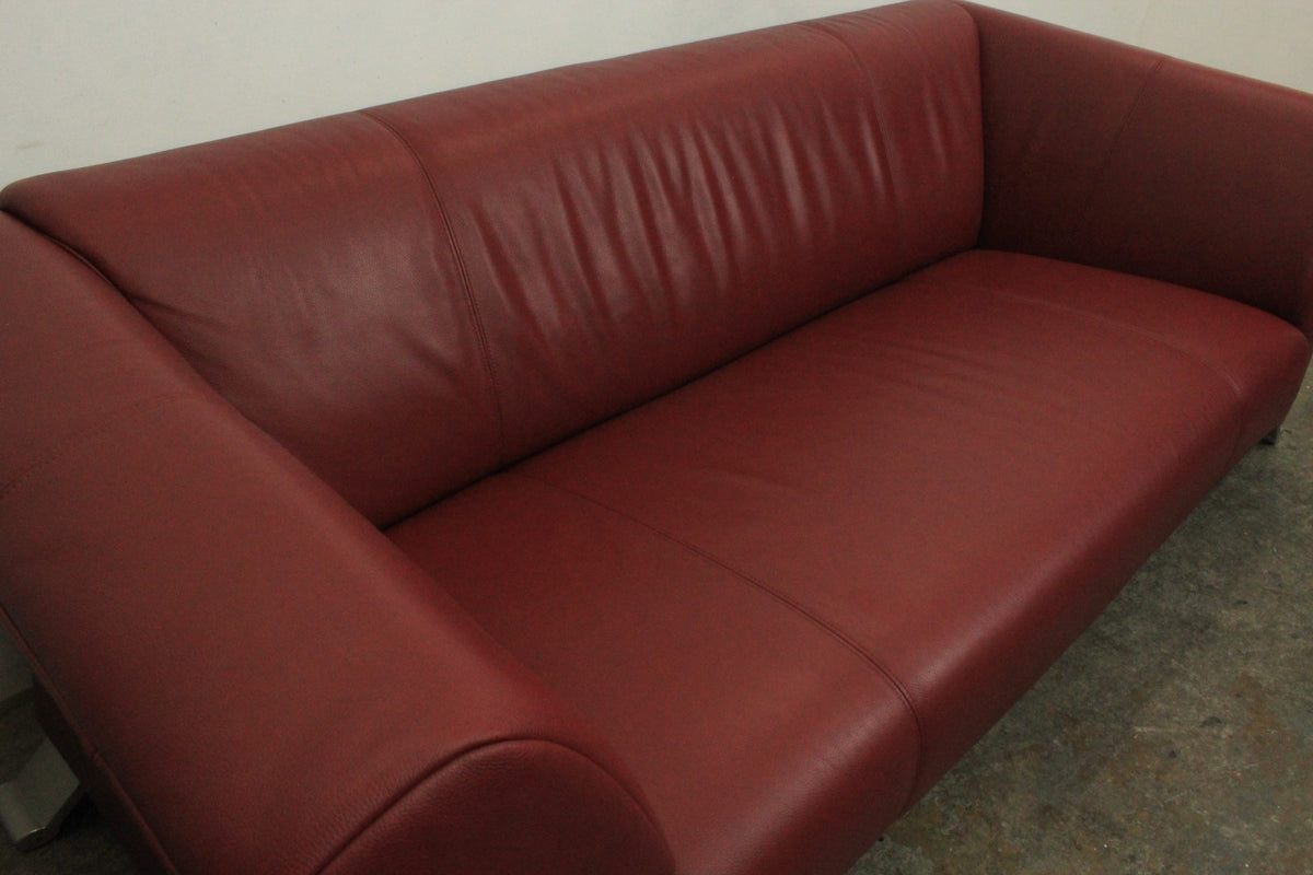 Rolf Benz 322 Club Sofa Dreisitzer Designer Couch Echtleder Rot | Rolf Benz - Bild 6