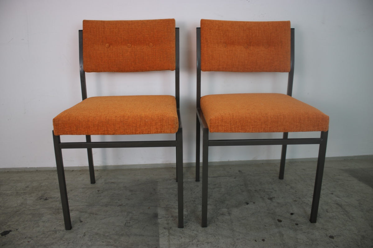 Arnold Stuhl Vintage Chesterfield Orange – 4er Set, neu gepolstert