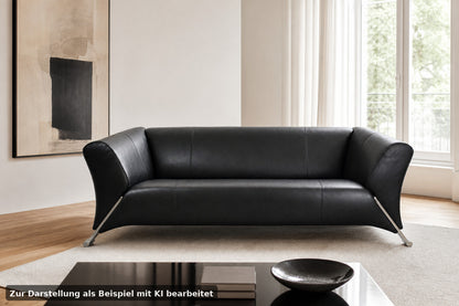 Rolf Benz 322 Club Sofa Dreisitzer Designer Couch Echtleder Jet Black | Rolf Benz - Bild 1