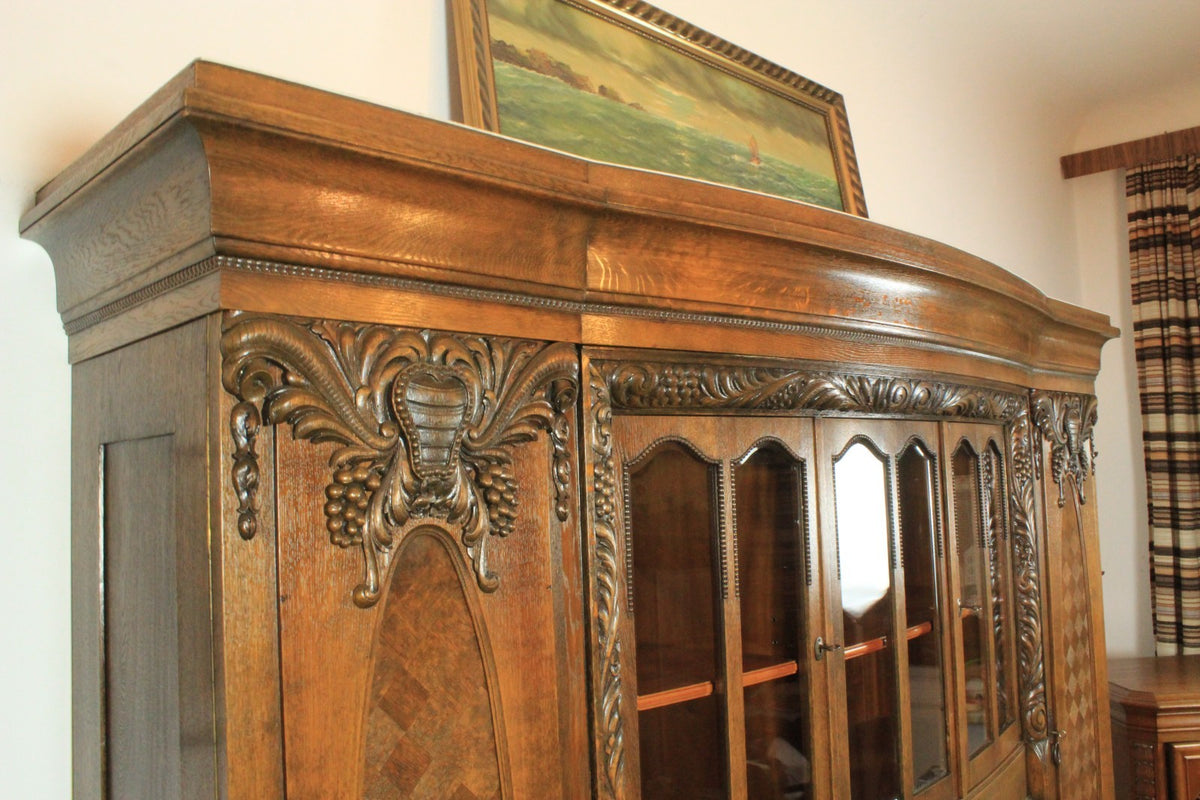Prächtiger Jugendstil Kredenz/ Aufsatzbuffet Eiche Florale Schnitzereien | JUGENDSTIL - Bild 3