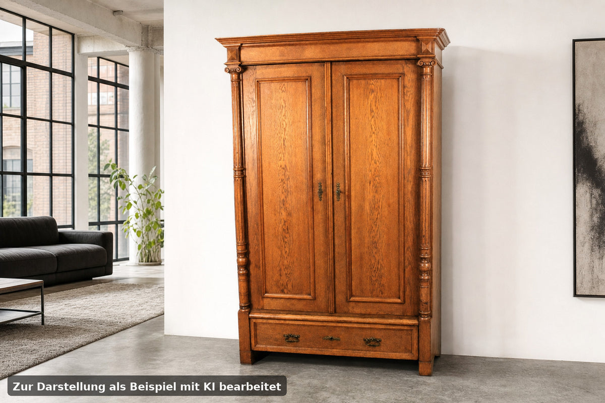 Prächtiger Gründerzeit Eiche Kleider- Dielenschrank Antik um 1880 | GRÜNDERZEIT - Bild 1