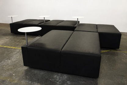 Walter Knoll Designer Loungemodule Sofa Couch Schwarz Leder& Weiße Glastische | Walter Knoll - Bild 2