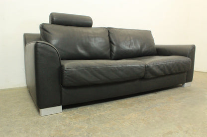 Walter Knoll Couch 3-Sitzer Designer Daunen Leder Sofa Schwarz Mit Kopfstütze | Walter Knoll - Bild 2