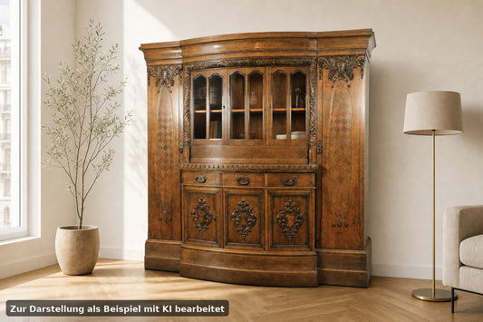 Prächtiger Jugendstil Kredenz/ Aufsatzbuffet Eiche Florale Schnitzereien | JUGENDSTIL - Bild 1