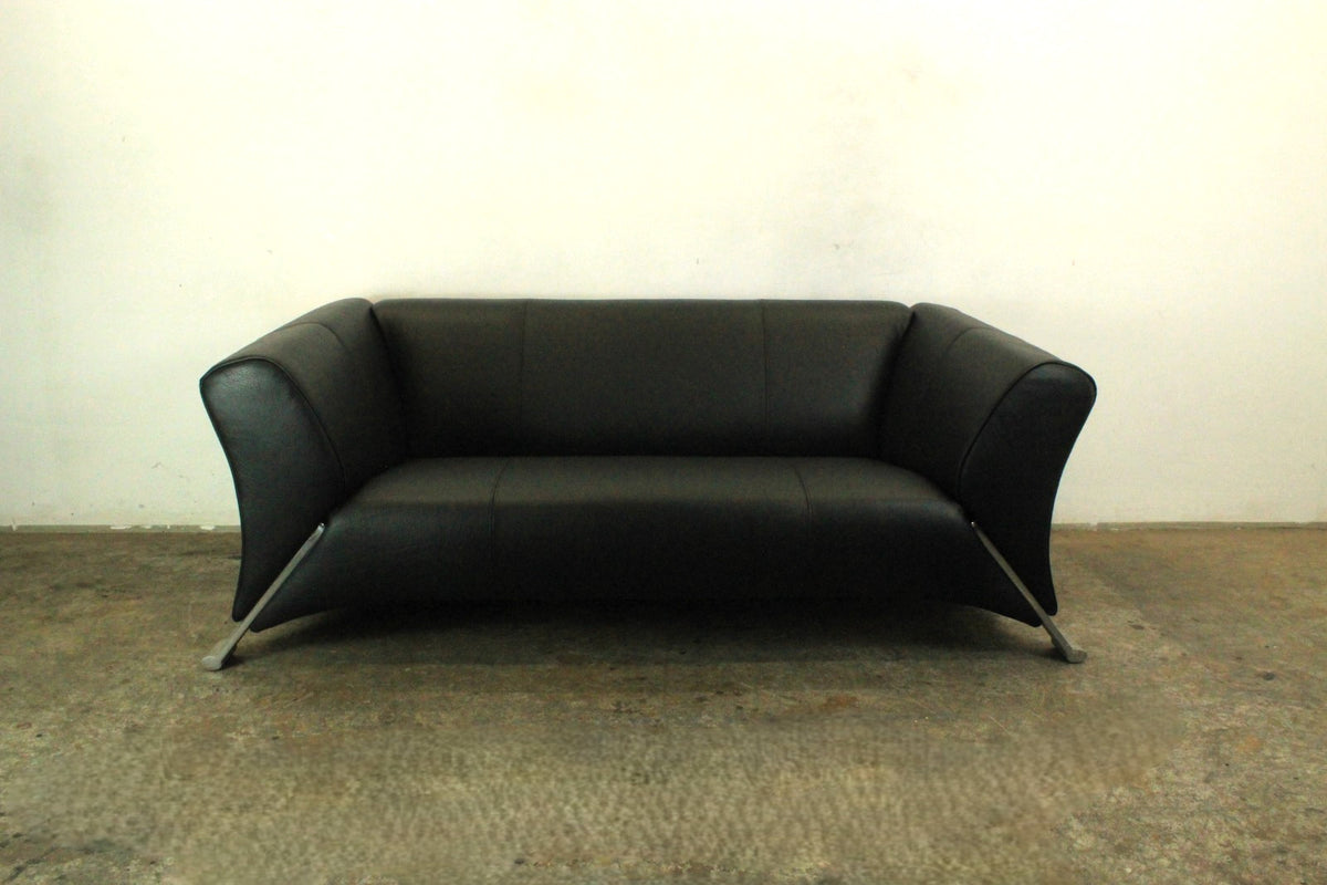 Rolf Benz 322 Club Sofa Zweieinhalbsitzer Designer Couch Echtleder Jet Black | Rolf Benz - Bild 2