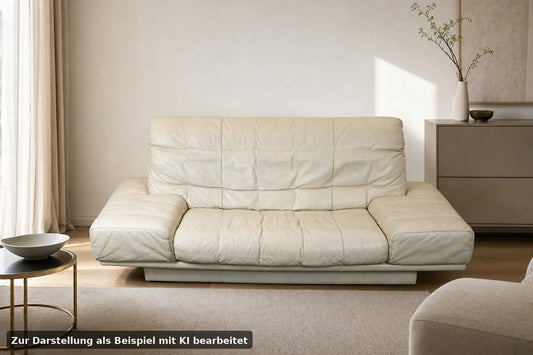 Designer Sofa von Rolf Benz AK Creme Leder Manuelle Funktion Dreisitzer Couch | Rolf Benz - Bild 1