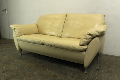 Rolf Benz Sofa Modell 5600 Echtleder Creme Zweisitzer Couch Designer | Rolf Benz - Bild 4