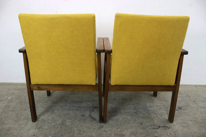 Zwei Vintage Buchenholz Armlehnstühle Mid Century Sessel Orange Stoff Neubezug | CENTURY - Bild 8