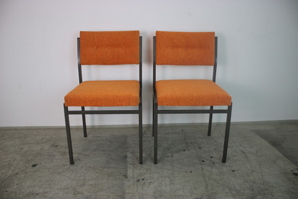 Arnold Stuhl Vintage Chesterfield Orange – 4er Set, neu gepolstert