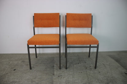 Arnold Stuhl Vintage Chesterfield Orange – 4er Set, neu gepolstert