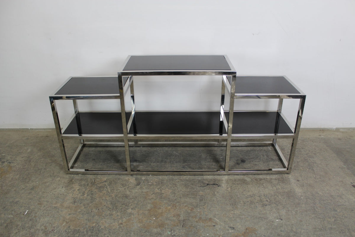 Elegantes Titanium Glasregal Sideboard Bücherregal Mit 6 Schwarzen Glasablagen | Reinstein Möbel - Bild 2