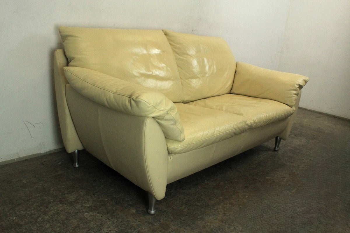 Rolf Benz Sofa Modell 5600 Echtleder Creme Zweisitzer Couch Designer | Rolf Benz - Bild 3