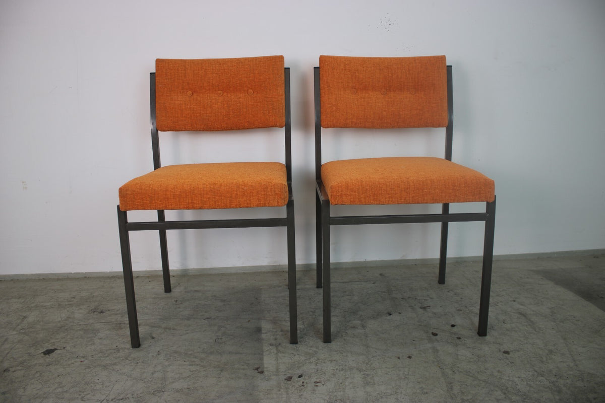 Arnold Stuhl Vintage Chesterfield Orange – 4er Set, neu gepolstert