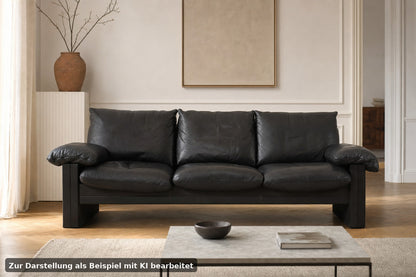 Prächtige Dreisitzer Couch de Sede Daunenkissen Echtleder Schwarz Designer Sofa | De Sede - Bild 1