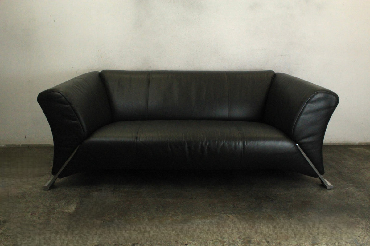 ROLF BENZ 322 | 2,5-SITZER | SCHWARZ LEDER | DESIGNER SOFA | Rolf Benz - Bild 3