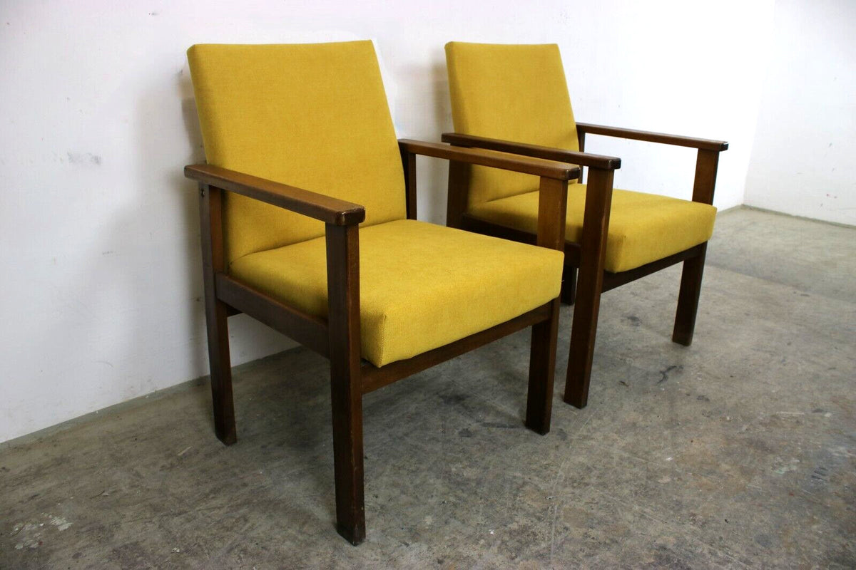 Zwei Vintage Buchenholz Armlehnstühle Mid Century Sessel Orange Stoff Neubezug | CENTURY - Bild 3