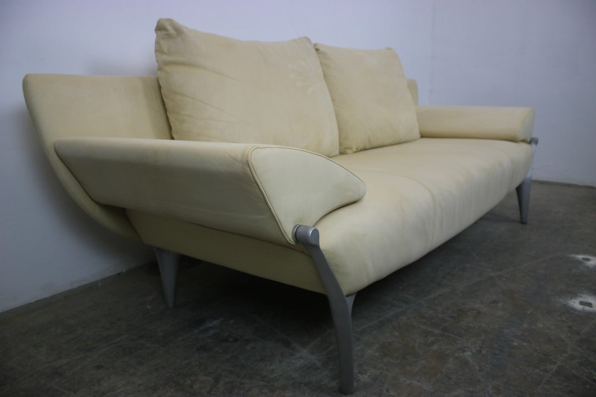Rolf Benz Modell1600 Couch Gelb Veloursleder Dreisitzer Funktion Sofa | Rolf Benz - Bild 5