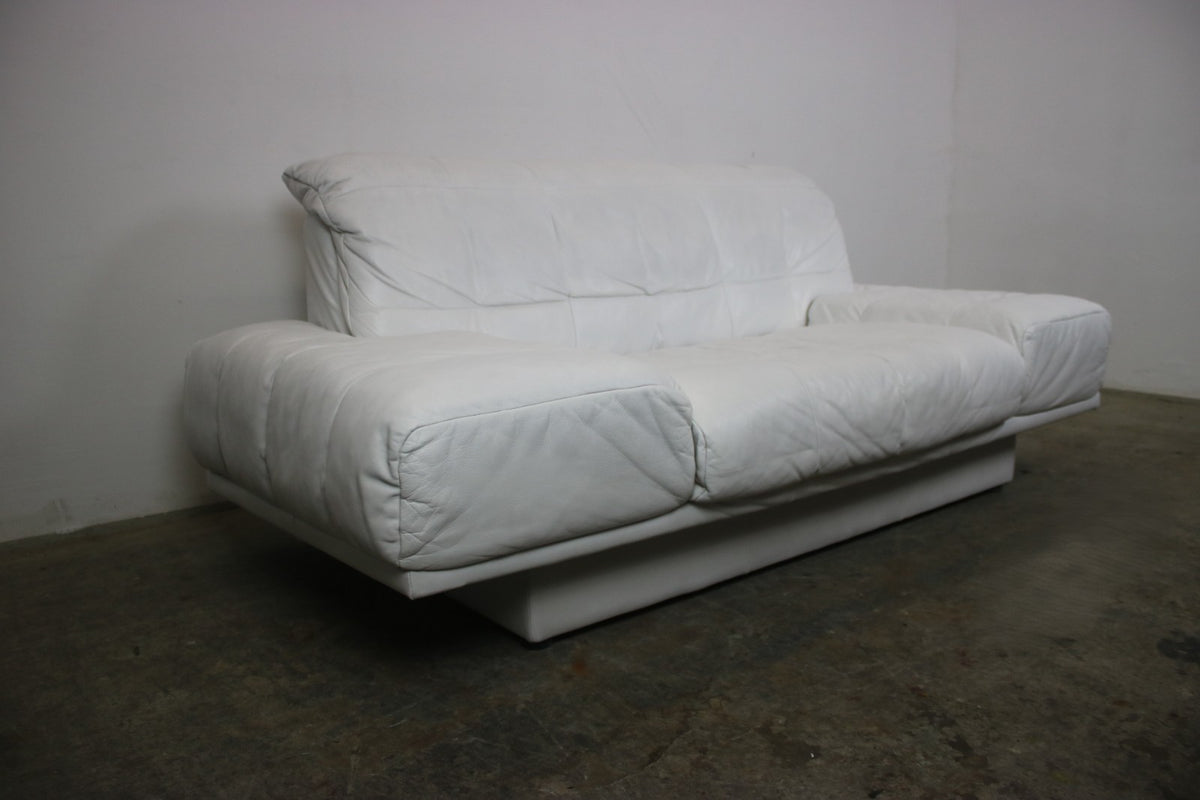 Designer Sofa von Rolf Benz AK Weiß Leder Manuelle Funktion Zweisitzer Couch | Rolf Benz - Bild 3