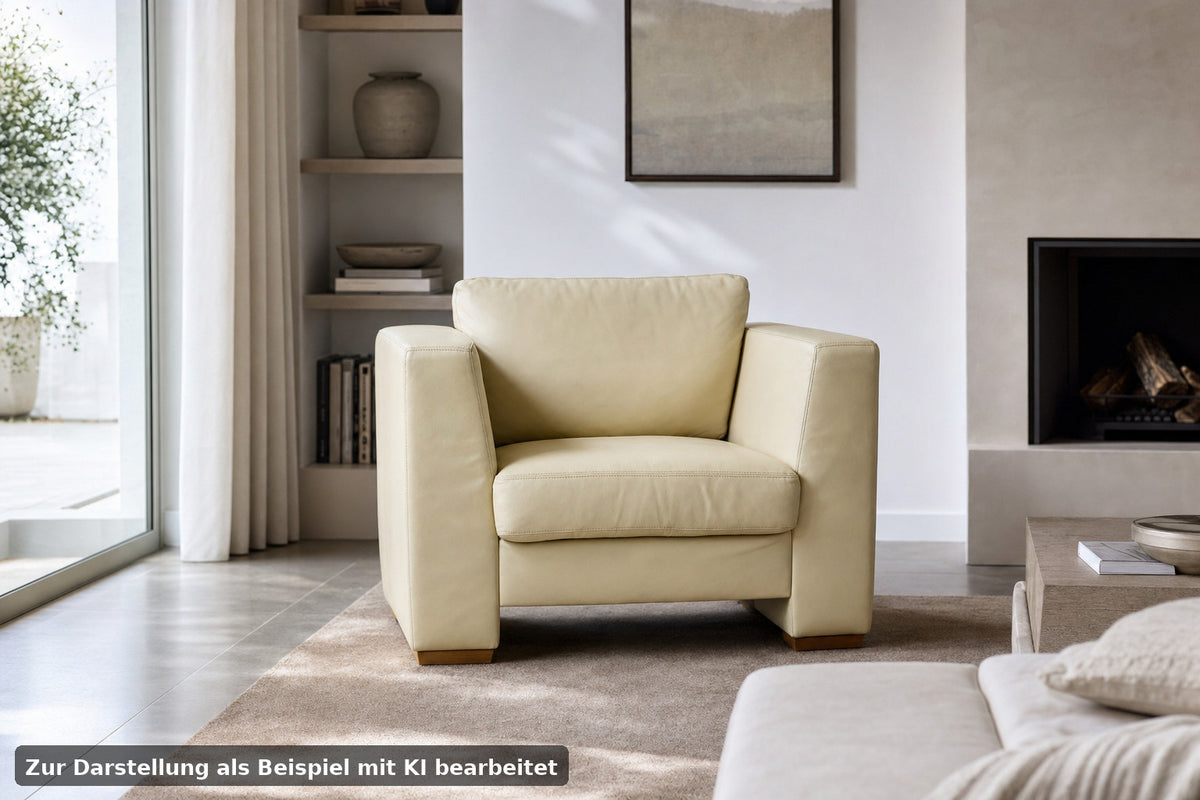 Designer Sessel von Musterring Leder Creme Einsitzer Sofa | Musterring - Bild 1