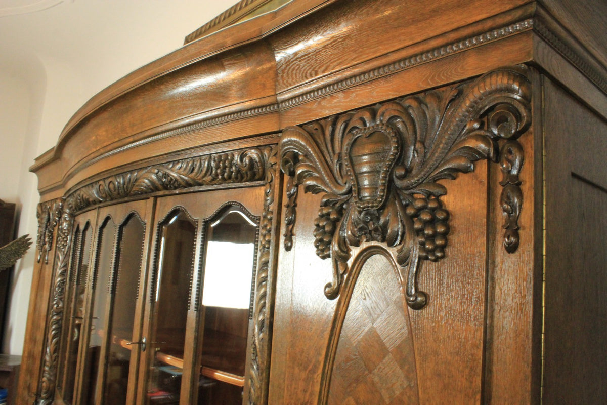 Prächtiger Jugendstil Kredenz/ Aufsatzbuffet Eiche Florale Schnitzereien | JUGENDSTIL - Bild 6