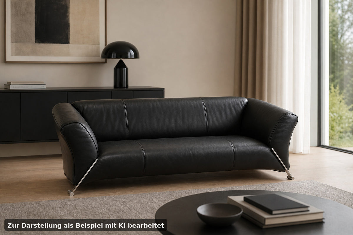 ROLF BENZ 322 | 2,5-SITZER | SCHWARZ LEDER | DESIGNER SOFA | Rolf Benz - Bild 1