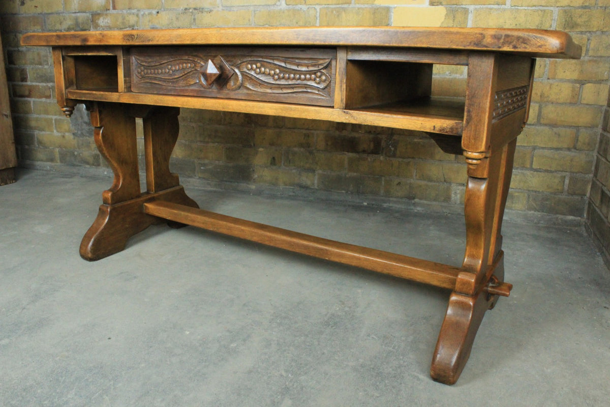 Altdeutsch / Renaissance Couchtisch Schreibtisch Massivholz Eiche mit Schublade | ALTDEUTSCH - Bild 5