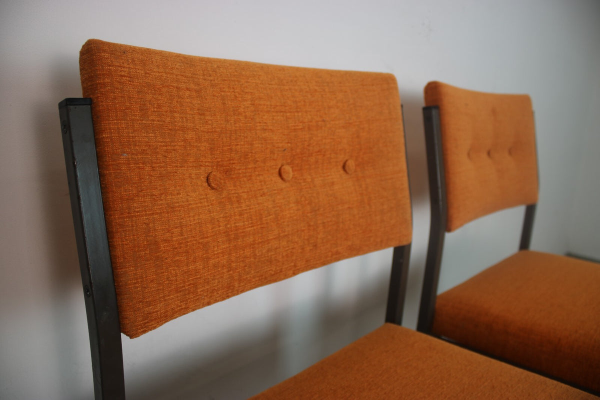 Arnold Stuhl Vintage Chesterfield Orange – 4er Set, neu gepolstert
