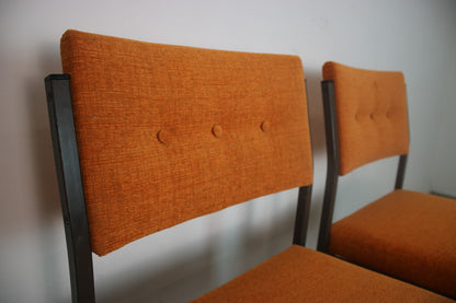 Arnold Stuhl Vintage Chesterfield Orange – 4er Set, neu gepolstert