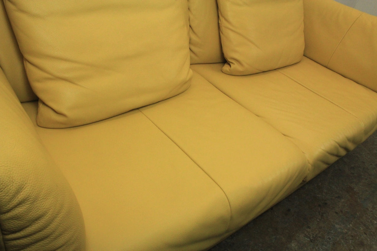 Rolf Benz 510 Couch Dreisitzer Echtleder Gelb Designer Sofa Manuelle Funktion | Rolf Benz - Bild 7