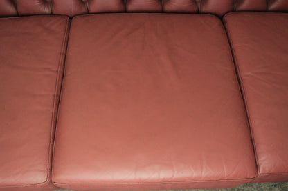 Original Englische Chesterfield Couch Dreisitzer Leder Rot Vintage Clubsofa | Chesterfield - Bild 7
