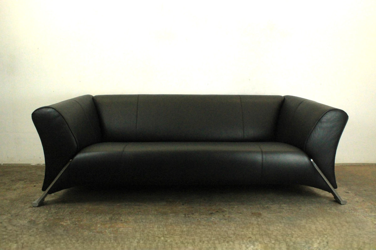 Rolf Benz 322 Club Sofa Dreisitzer Designer Couch Echtleder Jet Black | Rolf Benz - Bild 2