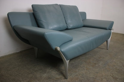 Rolf Benz Modell1600 Couch Echt Leder Graugrün Dreisitzer Funktion Sofa | Rolf Benz - Bild 4