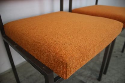 Arnold Stuhl Vintage Chesterfield Orange – 4er Set, neu gepolstert
