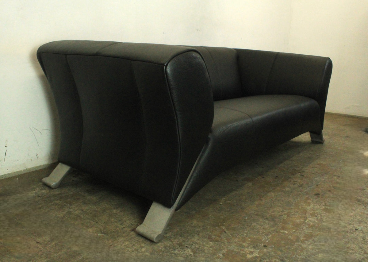 Rolf Benz 322 Club Sofa Zweieinhalbsitzer Designer Couch Echtleder Jet Black | Rolf Benz - Bild 4